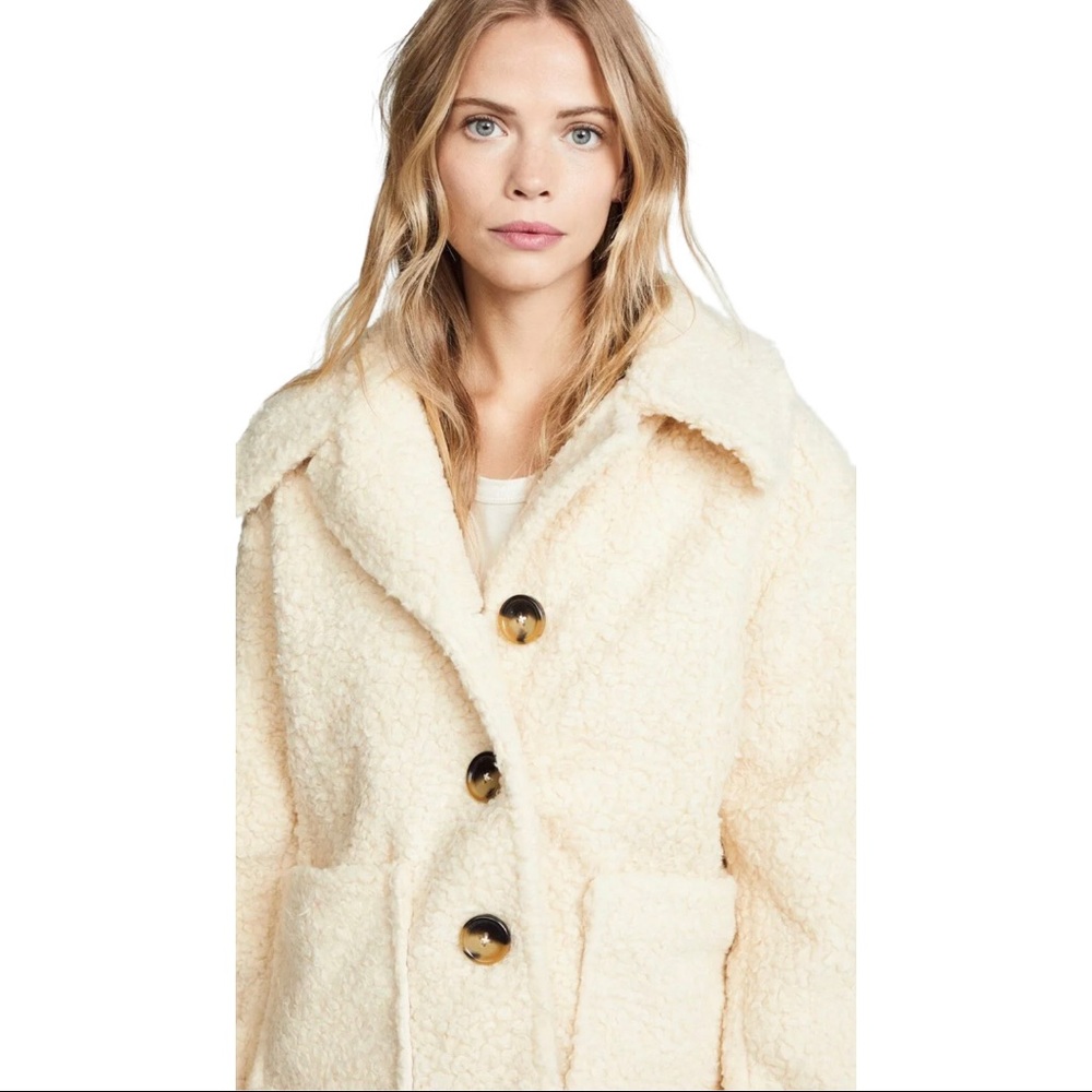 Free People Cream Sherpa Teddy Peacoat